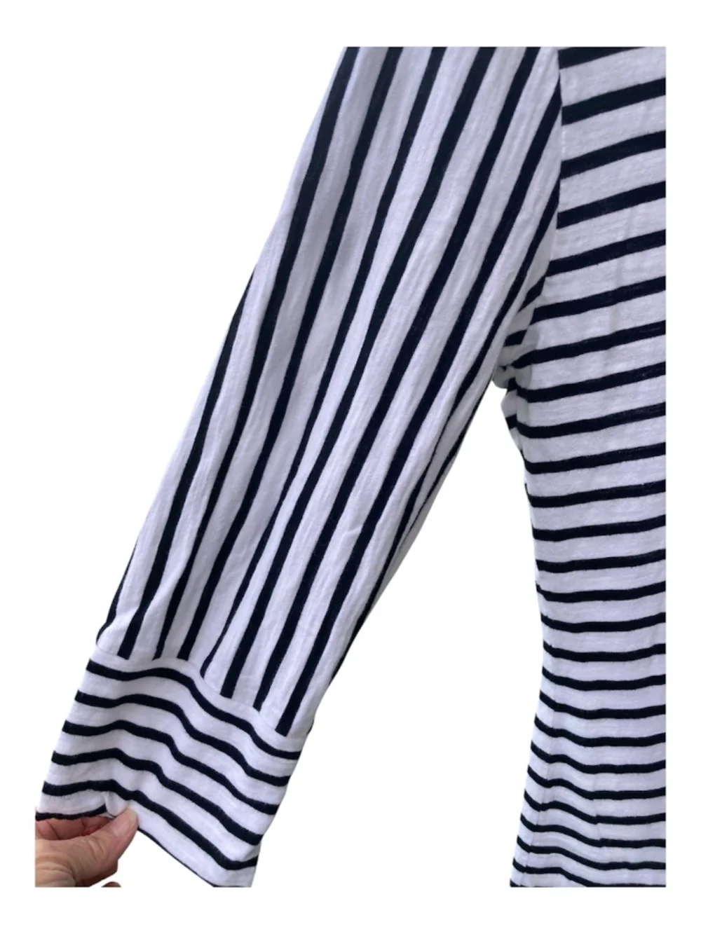 Banana Republic Cotton Hoodie Top Black White stripes size Medium